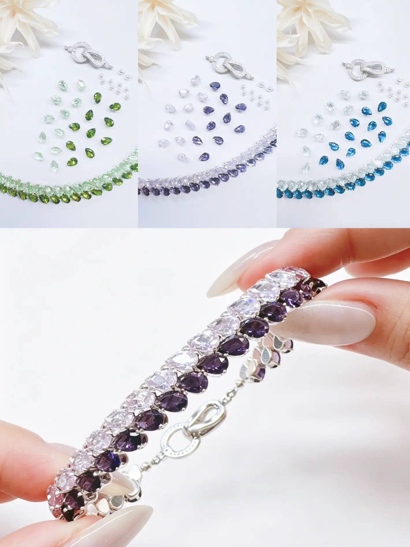 Light Luxury Ins Style "Tears of the Galaxy" Series Bracelet DIY Kit, Includes prong-set (claw-set) rhinestones, Clasp, Wire, Beads, Jewelry Making Supplies