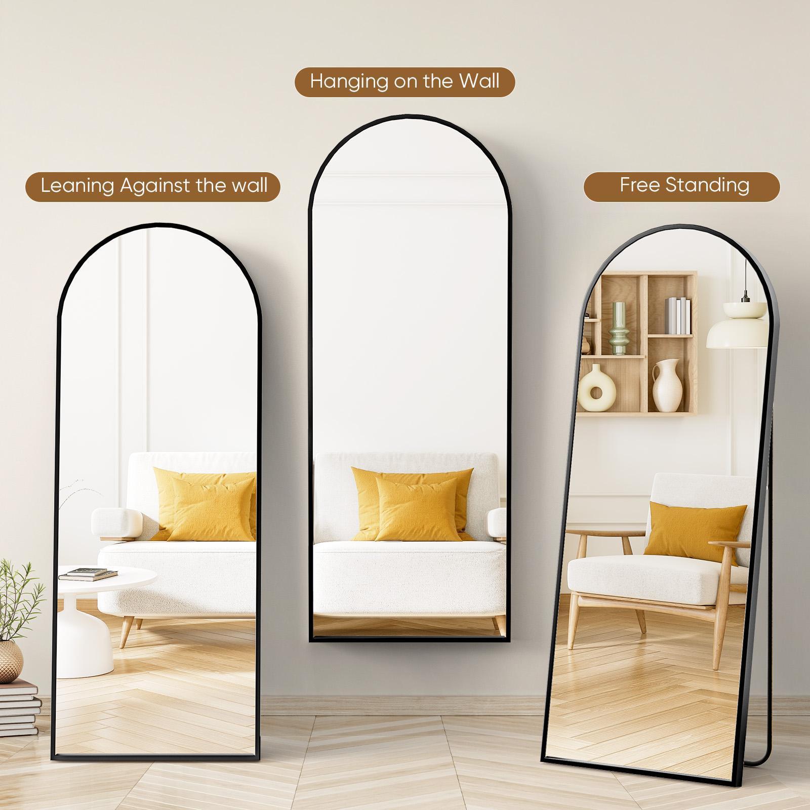 Arched/Right Angle 71"x26"/64"x21"/59"x16"Full Length Mirror Full Body Floor Gold Mirror Standing Hanging or Leaning Wall,Arch Wall Mirror with Stand Aluminum Alloy Thin Frame for Bedroom Cloakroom,Black Full-Length Mirror with Explosion-Proof HD Glass Arched/Right Angle 71"x26"/64"x21"/59"x16"Full Length Mirror Full Body Floor Gold Mirror Standing Hanging or Leaning Wall,Arch Wall Mirror with Stand Aluminum Alloy Thin Frame for Bedroom Cloakroom,Black Full-Length Mirror with Explosion-Proof HD Glass
