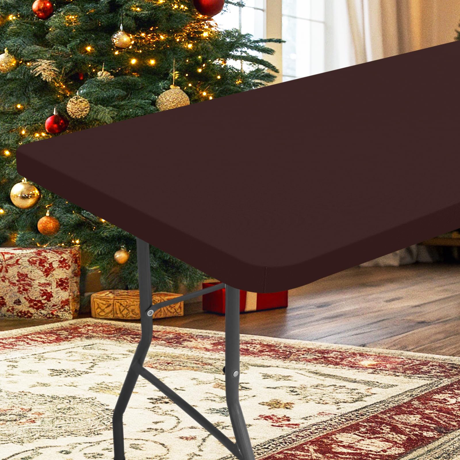 Hapihappy Rectangle Waterproof Table Cover Outdoor Picnic Camping Tablecloth Polyester Elastic Fitted Table Protector For Dinner