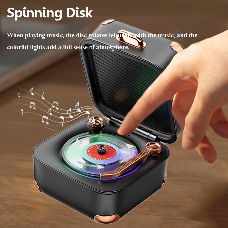 2026 New Mini Classic Vintage Bluetooth Speaker Retro Hifi Music Box Vinyl Record Player Design Soundbar Colorful Ambient Light with Mic 2026 New Mini Classic Vintage Bluetooth Speaker Retro Hifi Music Box Vinyl Record Player Design Soundbar Colorful Ambient Light with Mic