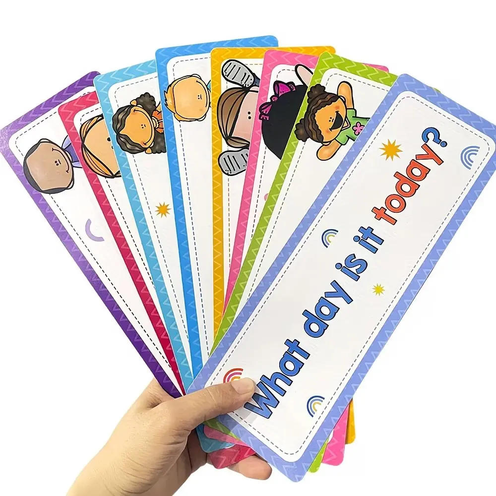 24Pcs Days of the Week & Months Early Learning Flashcards, Student Calendar Time Concept Educational Posters, Classroom Wall Decor