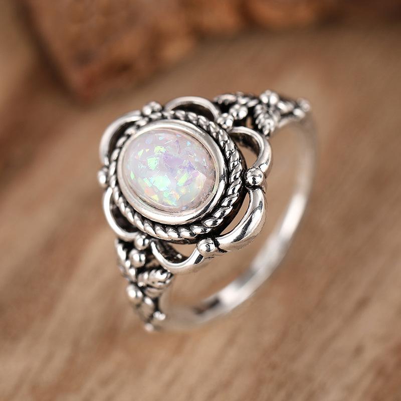 Vintage Opal-Style Filigree Ring | Boho Antique Style Statement Jewelry for Women