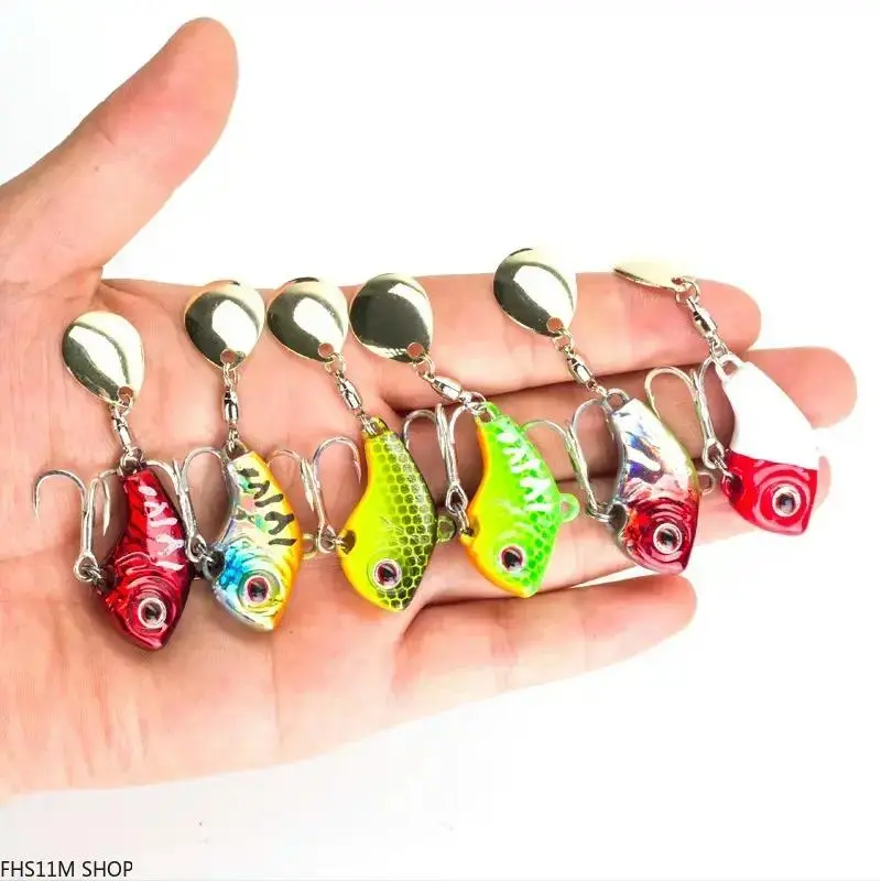 6-Piece Metal Blade Lure Kit, Mini VIB Spinner Baits with High-Frequency Vibration for Fresh & Salt Water Angling Fishing