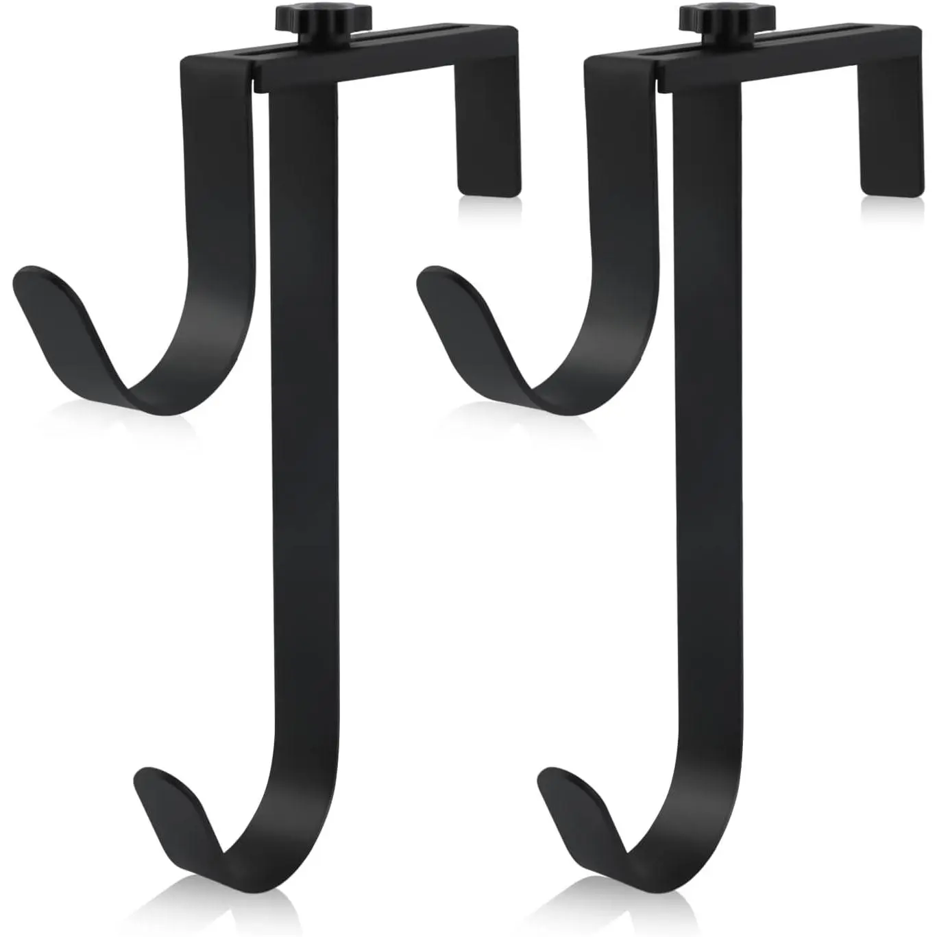2PCS Double Pool Pole Hanger Hooks - Adjustable Rustproof Fence Hooks, Heavy Duty Metal Equipment Hook for Hanging Pool Skimmer, Hose, Tools & Accessories - Black