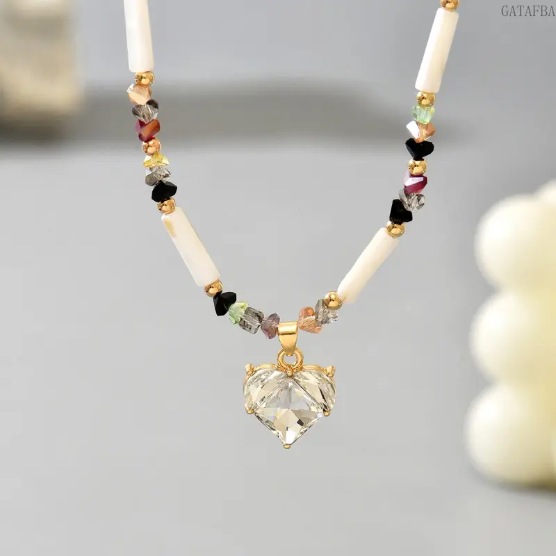Women's Vintage Boho Chic Crystal Glass Bead Clavicle Length Choker Necklace, Crystal Beaded Choker Type, Ideal for Vacation & Beach Parties, Perfect Birthday Gift, Female,back to school,back to school haul