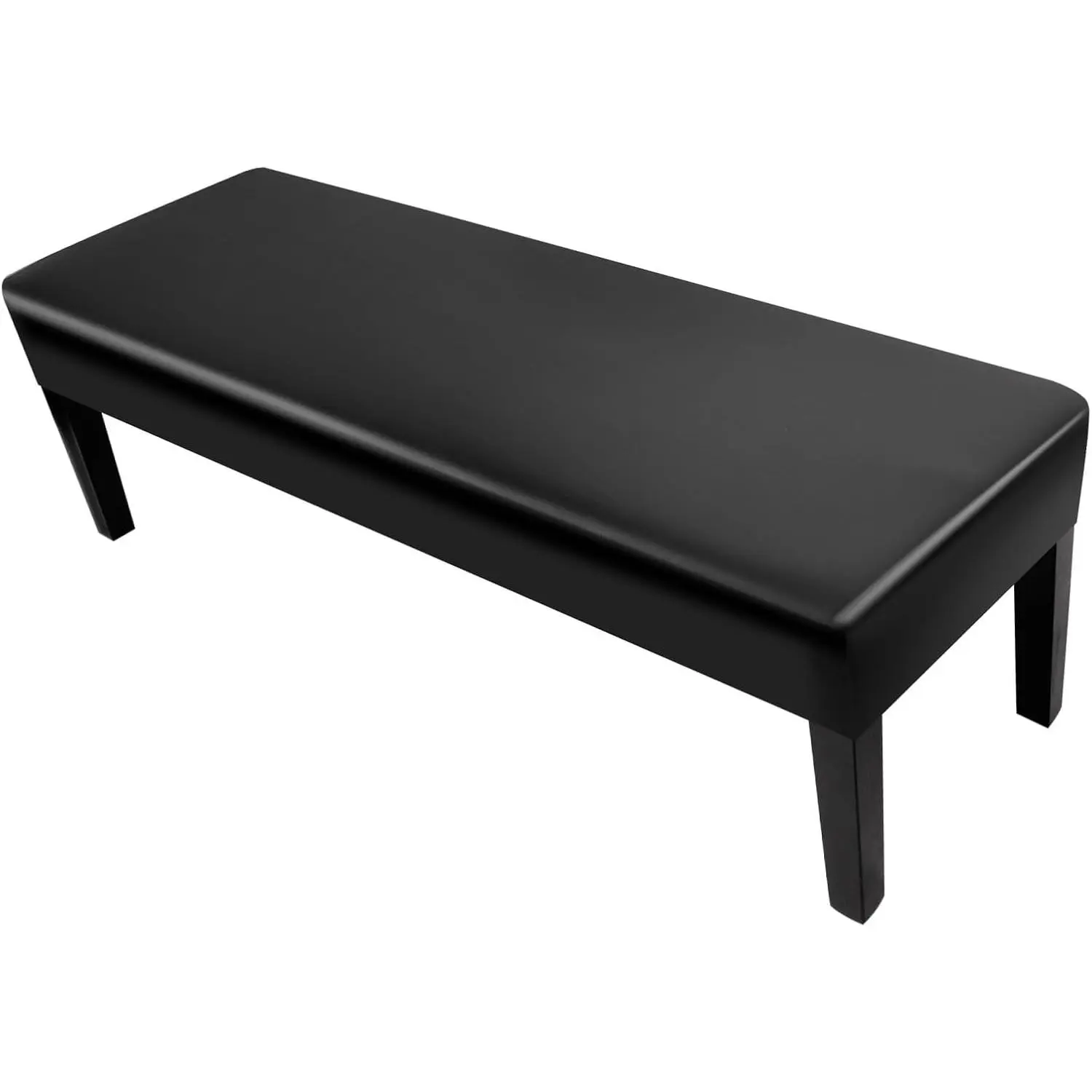 Waterproof Dining Bench Cover, Stretch Washable Long Bench Seat Covers, Rectangle Dining Table Bench Slipover for Dining Room, Living Room,(Pu Black)