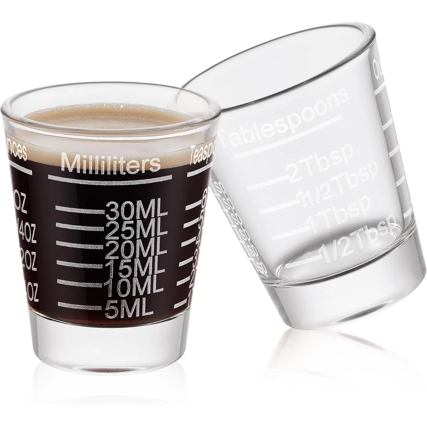 Shot Glasses Etching Scale Measuring Cup 2PACK Espresso Shot Glasses Liquid Heavy Glass 26-Incremental Measurement 1 OZ, 2 TBS, 6 TSP, 30 ML Kitchen Tools
