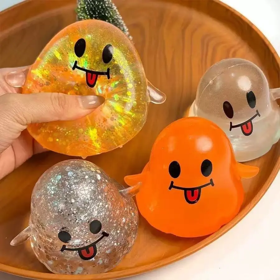 4pcs Halloween Ghost Mallow Stress Relief Toys, Slow Rebound Squishy Toys, Prank Toys, Pressure Release, Sensory Stress Reliever, Fun and Relaxing