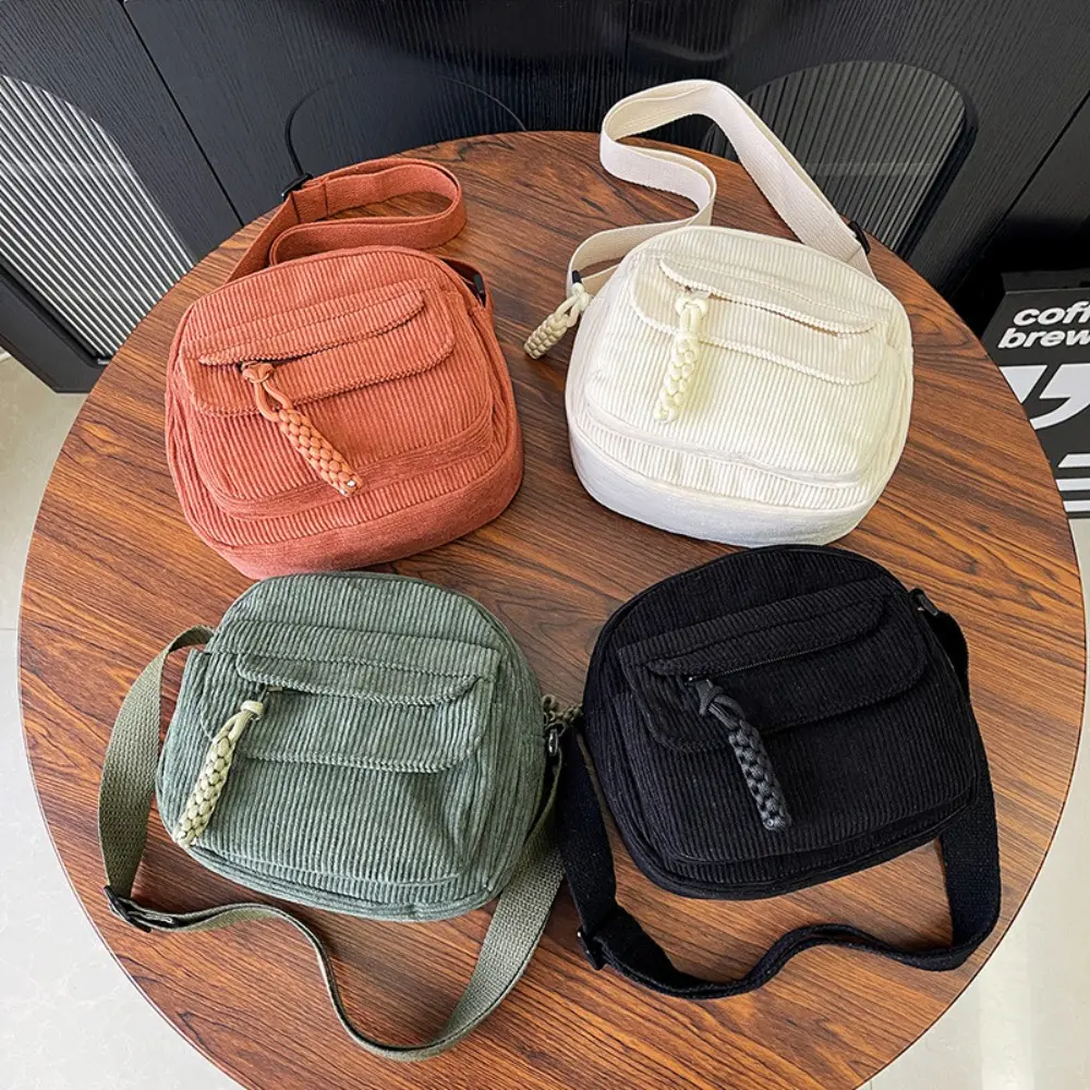 Chic Corduroy Crossbody Bag, Korean Athletic Mini Square Shoulder Purse for Women with an Adjustable Wide Strap and Zipper Pockets, Casual Trendy Bag, Crossbody Shoulder Purses, Adjustable Strap, Cute, Elegant, Hangable, High-Capacity, Shoulder Bag For Wo