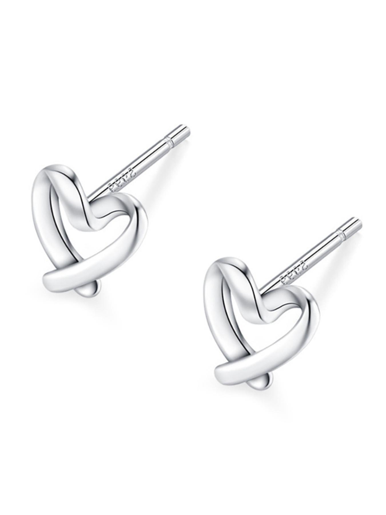 S999 Sterling Silver Hollow Heart Design Stud Earrings, Fashion Exquisite All-match Ear Jewelry for Girls Gift, Temperament Accessories for Daily Wear, Valentine's Day, Gift, Gifts for Wife, Pretty Studs, Heart Shaped Earrings