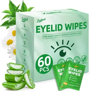 60PCS Individually Wrapped Tea Tree Oil Eyelid Cleaning Wipes, Soothing Hydrating for Sensitive Eyes