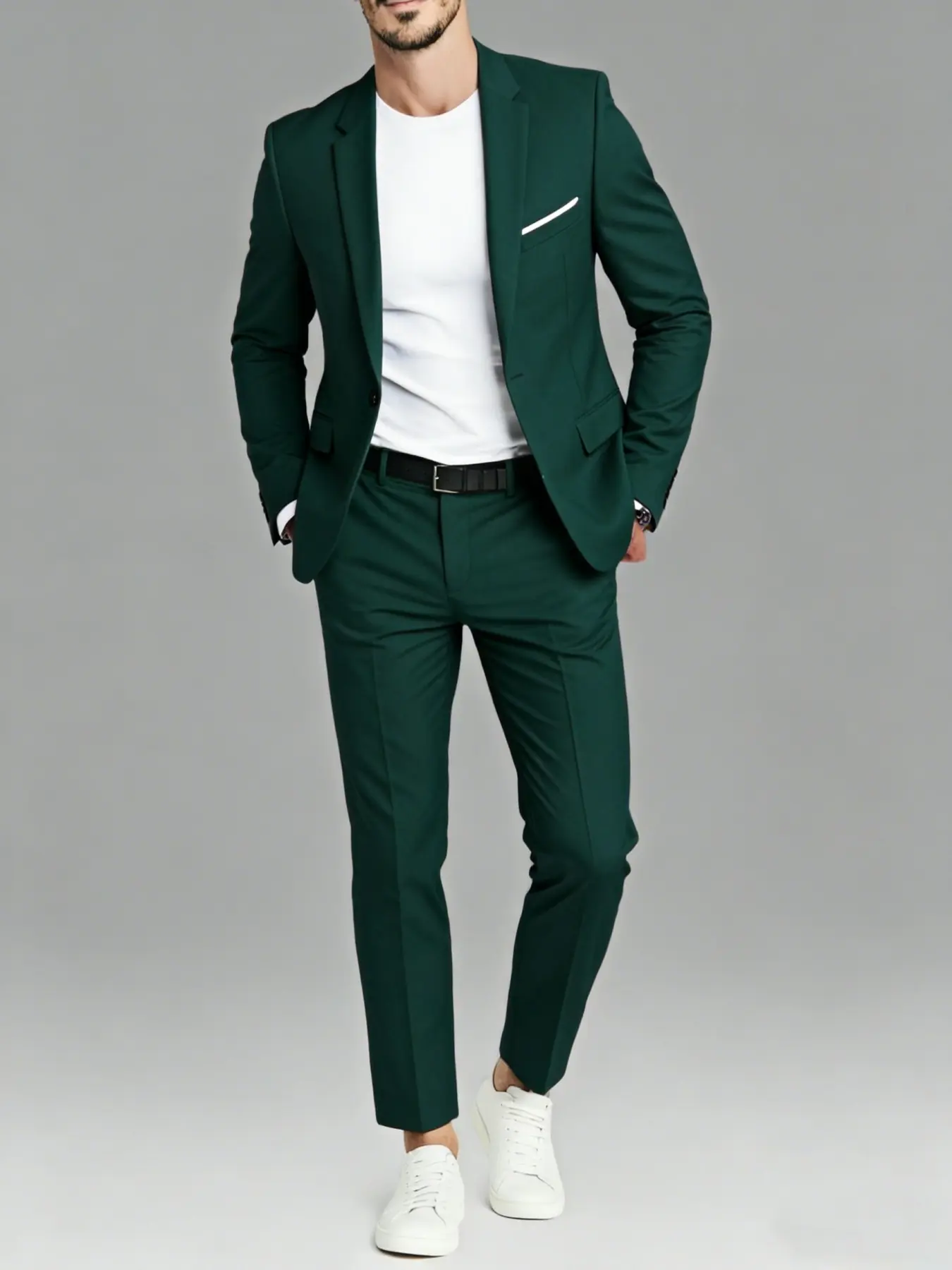 2pcs Men's Modern Formal Wear Suit Set, Jacket And Trousers, Perfect Outfit for Wedding, Party And Ceremony