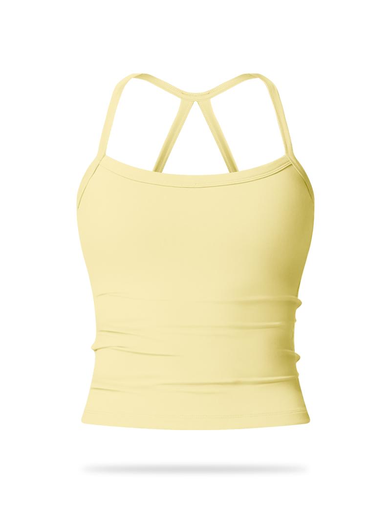 Women's Solid Backless Sports Cami Top, Quick Drying Breathable, Ladies' Sportswear Gym Clothes for Indoor Outdoor Wear, Workout Tops, Hollow Back Activewear