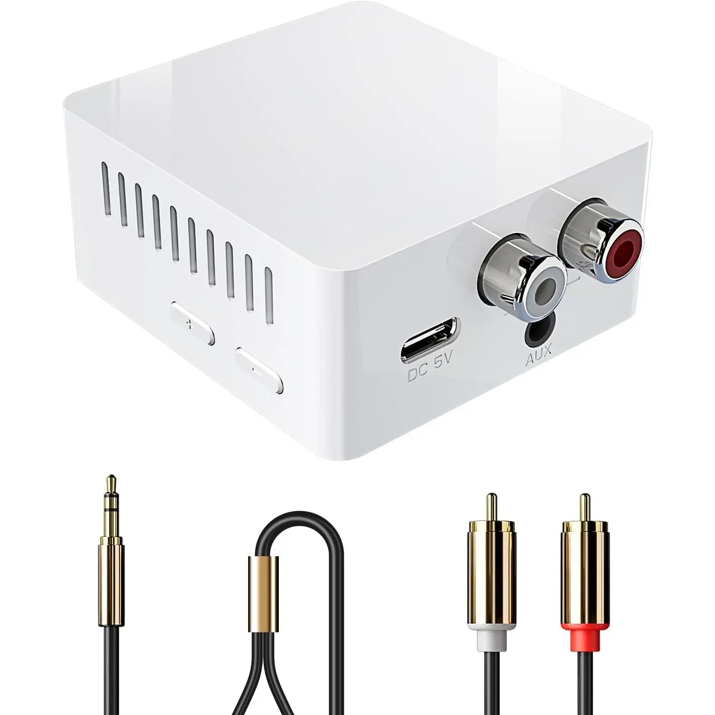 5.3 Receiver for  Stereo,  Audio Adapter, HiFi  Streaming, Amplifier,Long Range Low Latency, 3.5mm AUX &  Output, USB-C
