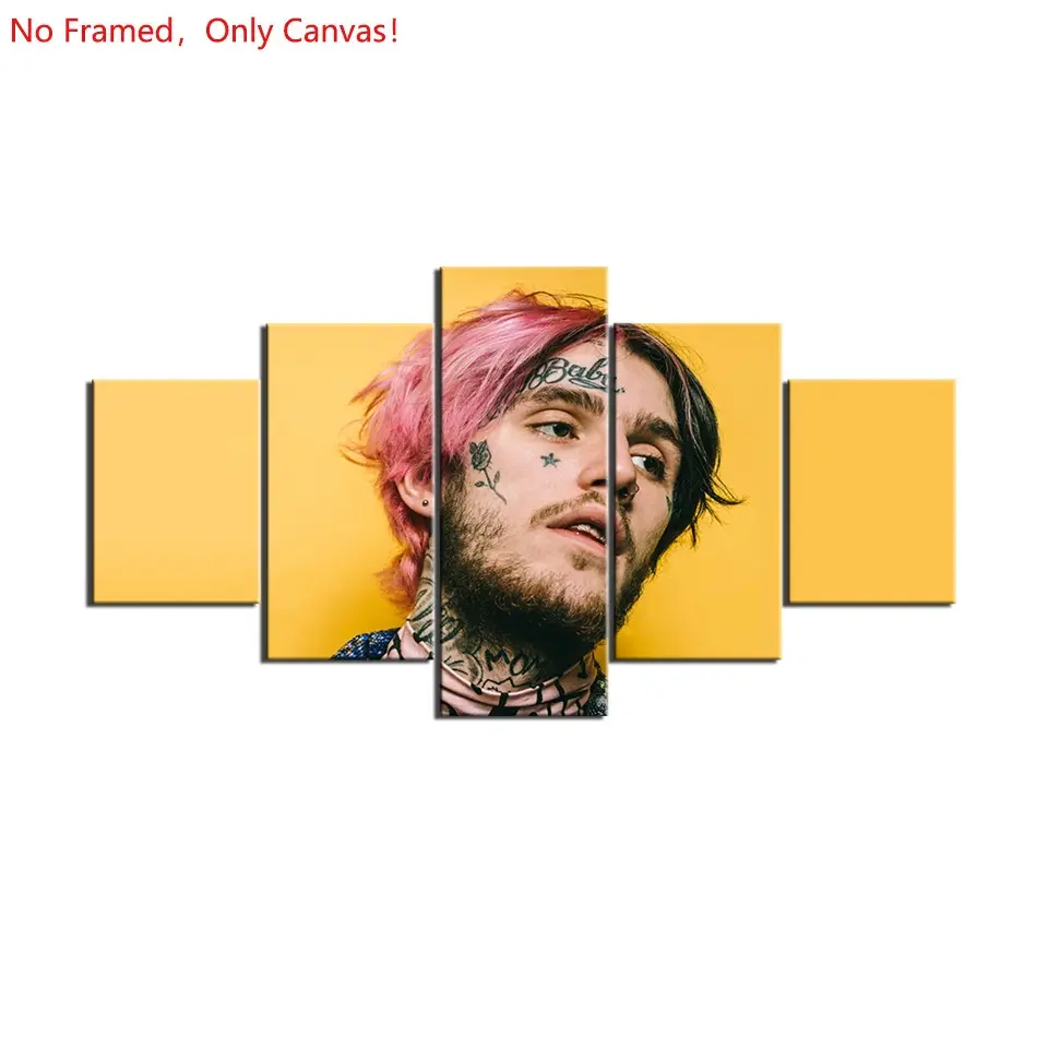 5 piece/set frameless canvas painting print poster, Classic Character Album art，Lil Peep Vibes Music ，a perfect gift for Music loves, ideal gift for bedroom, living room, dorm hallway, kitchen, mural, wall decoration, room decor