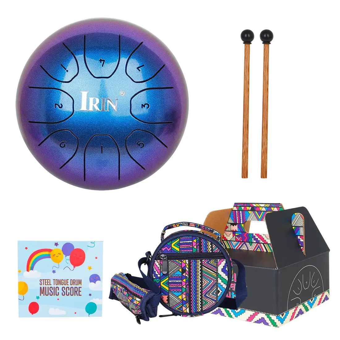 5.5 Inch Steel Tongue Drum, 8 Notes Hand Drum with Bag, Musical Instrument for Yoga Meditation, Gift for Friends