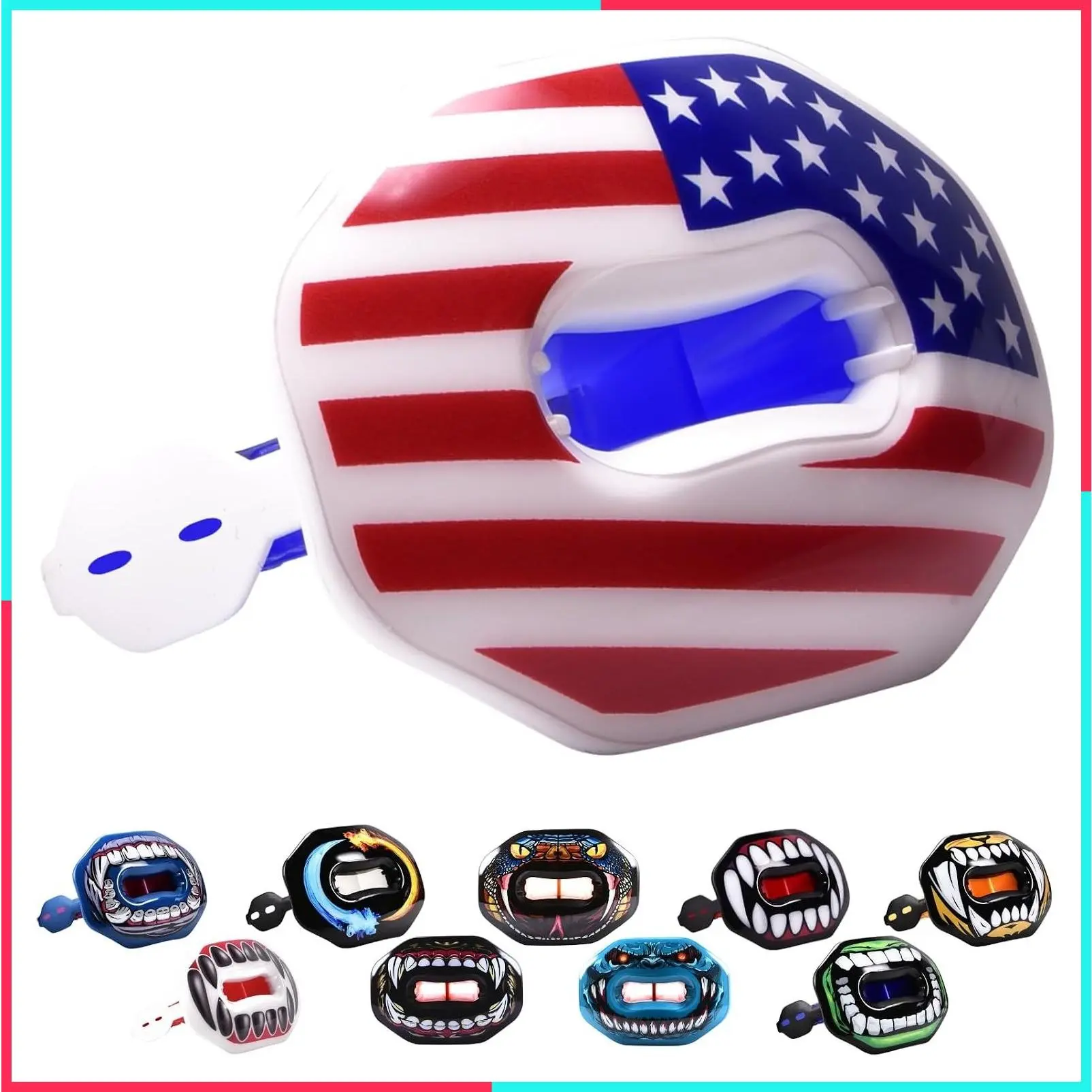 Flag Football Mouth Guard with 3D LipFit Design for Kids - Youth Football Mouthguard (No Boil) Cool Instant Fit Lip Guard Mouthpiece for Braces (Detachable Helmet Strap Included)