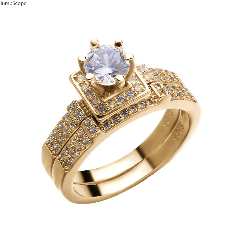 Square Halo Solitaire Ring Set, Elegant Stacking Wedding & Engagement Bands for Women, Versatile Anniversary & Proposal Accessory, Special Occasions, Stacking Rings, Proposal Gift, Formal Look, Fashion, Versatile Styling, Women's Fashion, Wedding Ring Set
