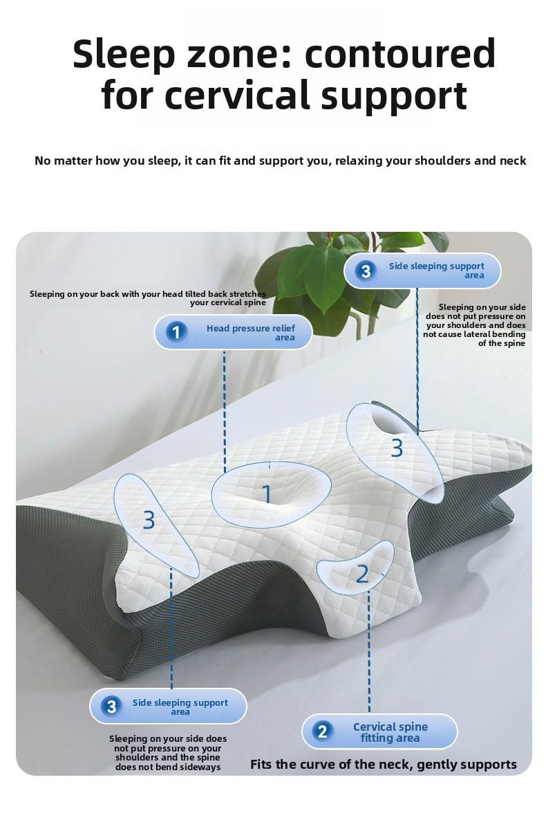 Butterfly-shaped rolled memory foam neck pillow, butterfly-shaped slow-rebound pillow for home use, hotel cervical spine support pillow