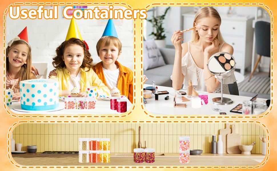 20Pack 4oz Clear Plastic Slime Containers with Lids,Round Refillable Travel Storage Sealed Jars Wide Mouth Container for Candy,Makeup,Cosmetics,Lotions,Eye Shadow,Cream,Butters