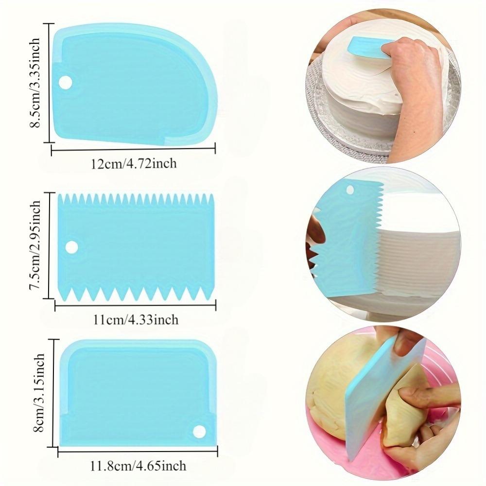 3-Piece Flexibake Plastic Cake Smoothing Tool Set, Multi-Functional Baking Tools for Cake Decorating and Dough Smoothing