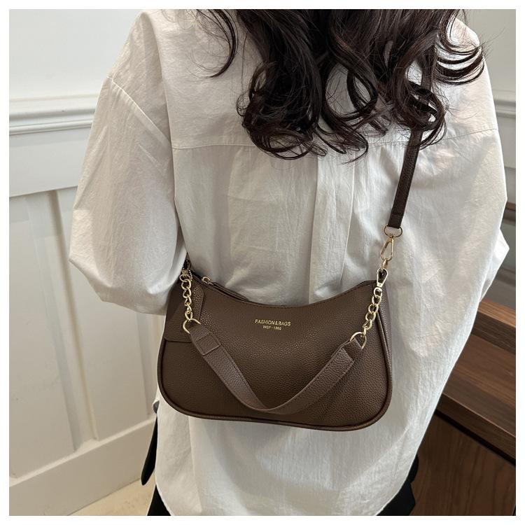 Women's Solid Color Chain Strap Bag, Fashionable Shoulder Bag for Daily Used, Casual Trendy Versatile High-quality Daily Commuting Bag, Girl Fashionable Shopping Bag SpringStatements