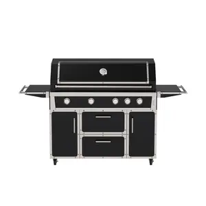 Modern Premium 4-Burner Gas Grill Stainless Steel Electronic Ignition Oxygen Depletion Safety Device Knob Control Commercial