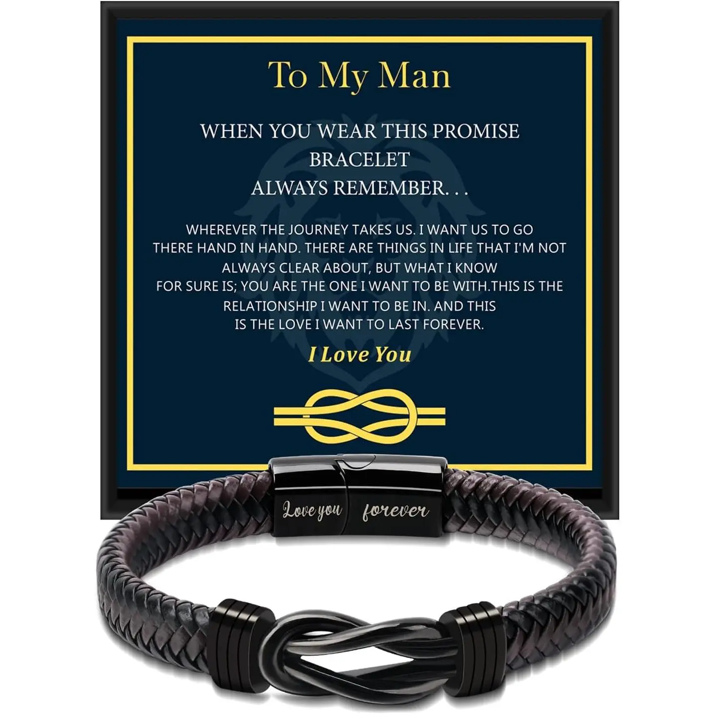 Leather Couples Bracelets Christmas Birthday Gifts for Men | Valentines Day Gifts for Him,Anniversary Romantic Gifts for Boyfriend Husband from Wife, Braided Leather