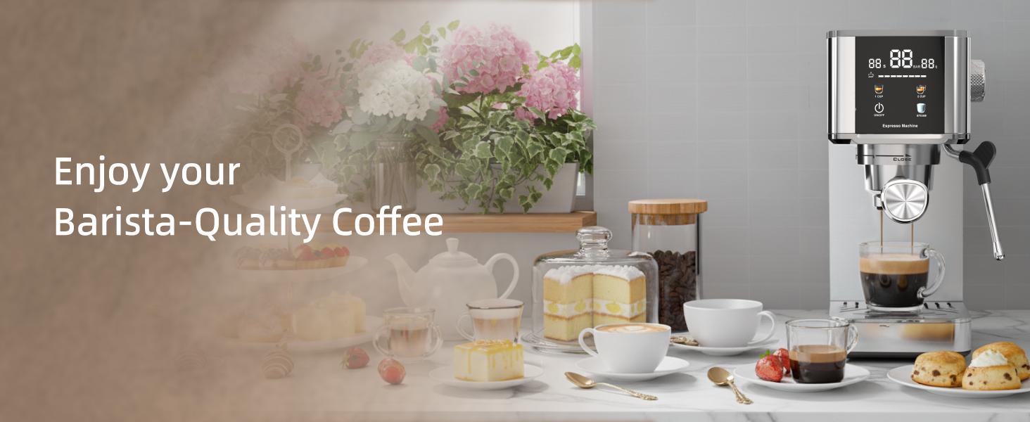 Kismile Espresso Machine 20 Bar, 3-Second Heat for Rapid Cold Brew, Built-in Steam Wand for Lattes, Touch Screen, 40oz Tank, Gift for Coffee Lovers