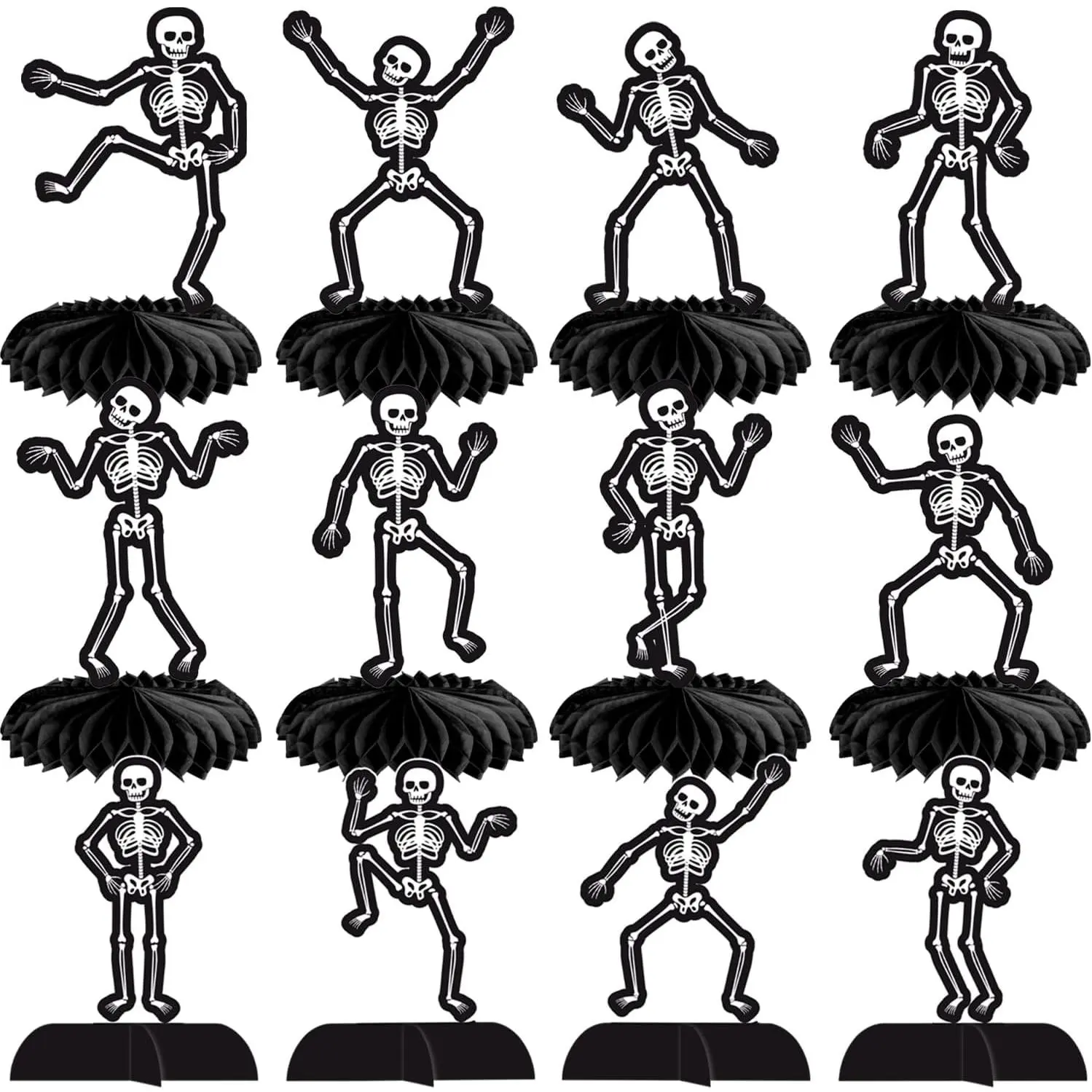 Halloween Skeleton  Centerpieces 12 count  Table Decorations Halloween Skull Party Decorations Gothic Black Skeleton Table Centerpieces for  Theme Birthday Party  Shower Supplies