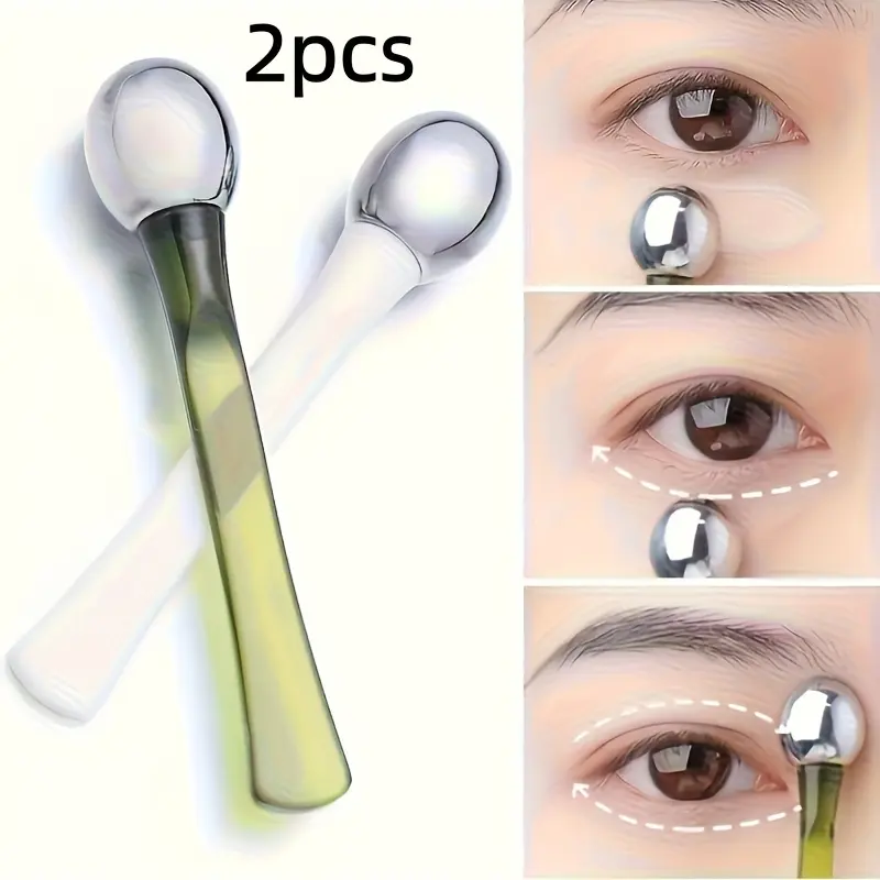 2pcs HH Fragrance-Free Eye Massage Roller - Non-Electric Skincare Tool for Reducing Puffiness & Dark Circles, Plastic Durable, Ergonomic Grip, Smooth Operation, Promotes Blood Circulation