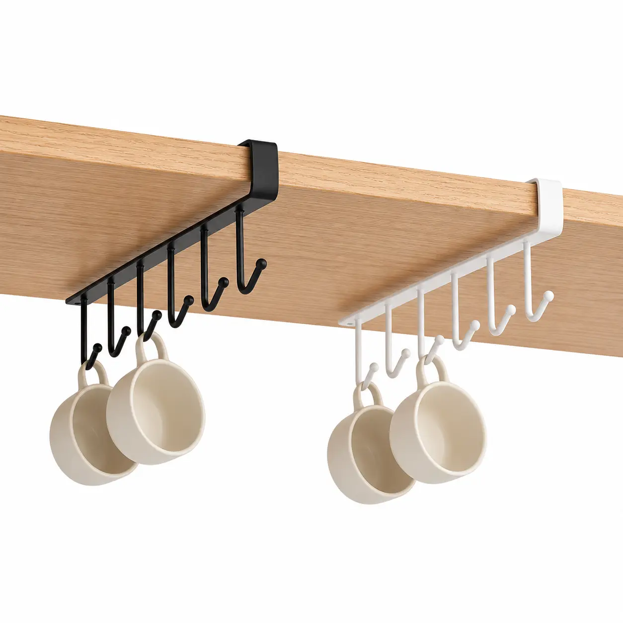 1 Pack Hanging Hooks Rack Under Cupboard Cabinet Cup Cooking Utensils Holder 6 Hooks Drilling Free Coffee Cups Holder Kitchen Utensil Storage Organizer Hook Rack,o Drill Under Shelf Hook Rack for Coffee Cups, Kitchen Utensils, Towels & Closet Storag,table