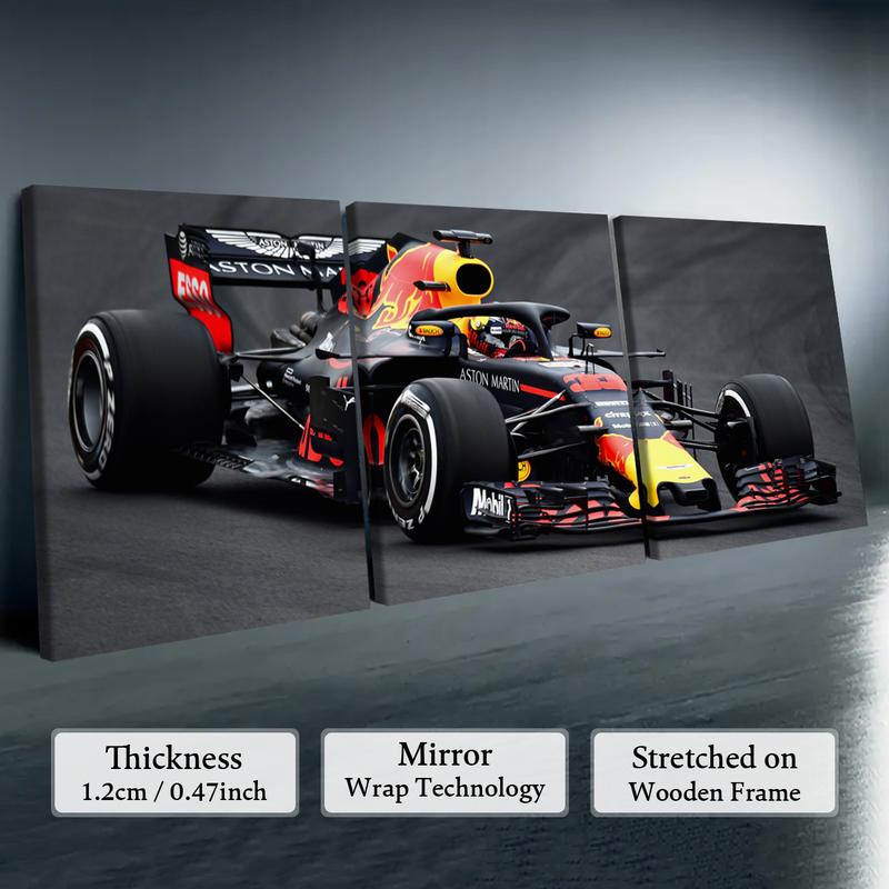 Formula Car Pattern Canvas Painting with Wooden Frame, 3 Counts/set Modern Art Wall Decor, Wall Art for Home Living Room Bedroom Office, Decoration