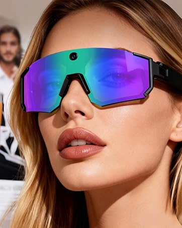 AI Smart Glasses with Camera 4K - Polarized Sunglasses with Camera, UV400 Lens, ChatGPT Enabled, EIS Stabilization, Dual Mic Noise Canceling, IP54 for Cycling Hiking fathersdaygift