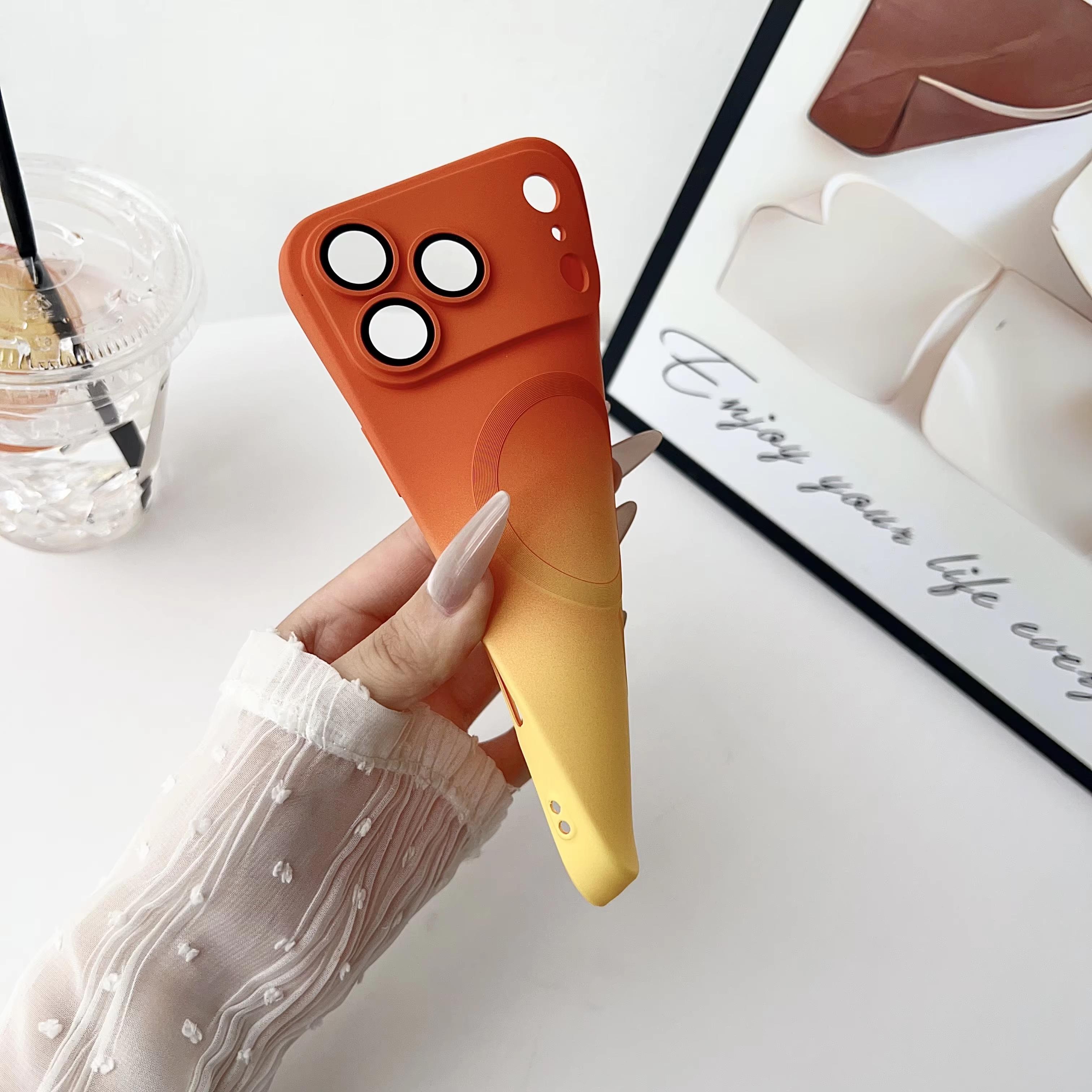 Fin Double Colored Magsafe Magnetic Wireless Charging Case For iPhone 17 Pro Max 16 15 14 13 12 11 Pro Max Plus Gradient Color Silicone Cover Link No.25