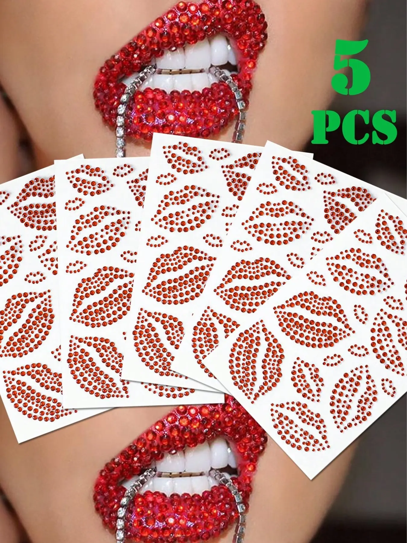 Lip Rhinestone Stickers, Lip Tattoo Stickers, Shiny Face and Lip Gems, Self-Adhesive Body Decorations, Perfect for Makeup, Music Festivals, Halloween, Parties