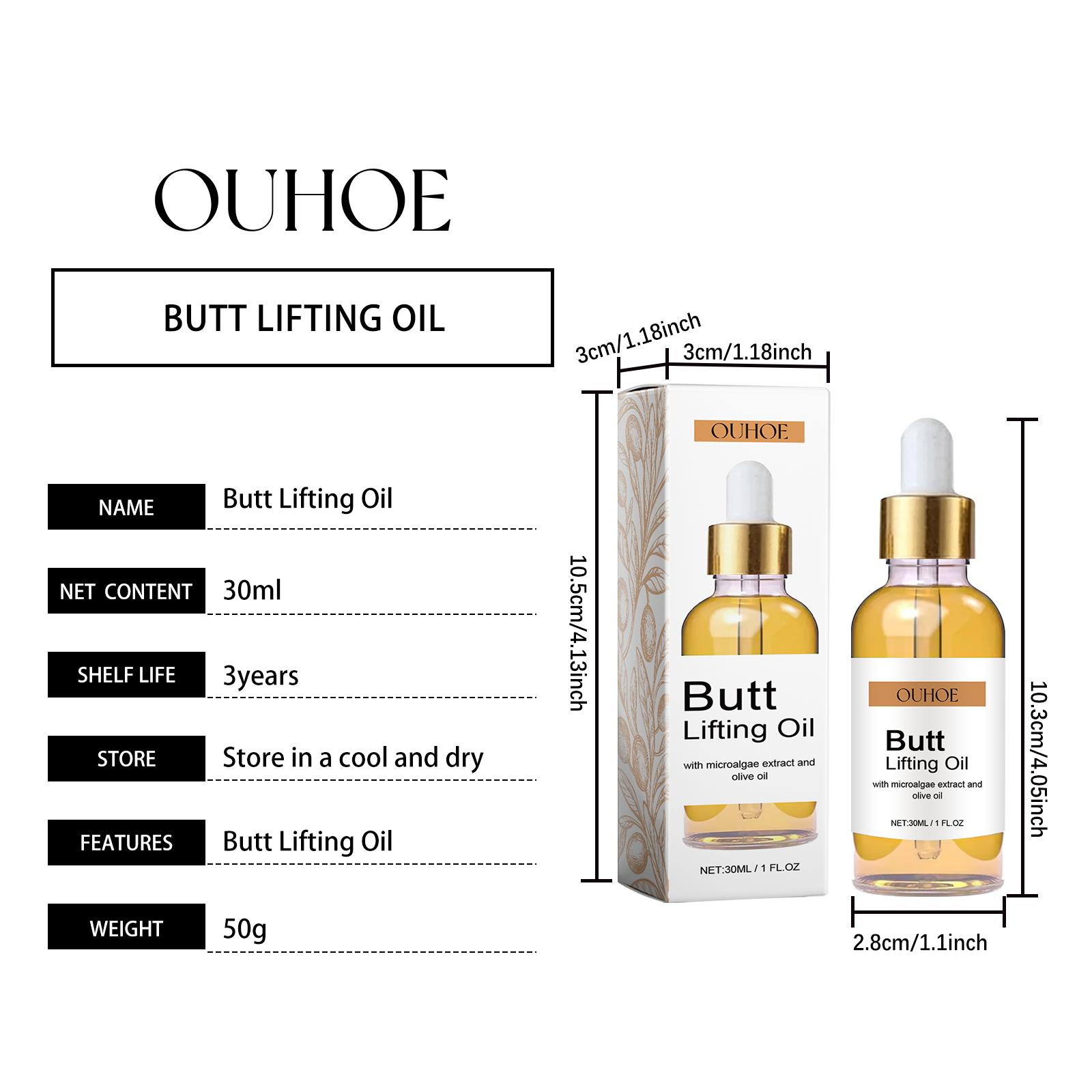 Buttock Care Oil, Nourishing Skin Tightening Elastic Moisturizing Body Lifting Massage Oil, Rich in Olive Fruit Oil, Coffee Extract, Vitamin E