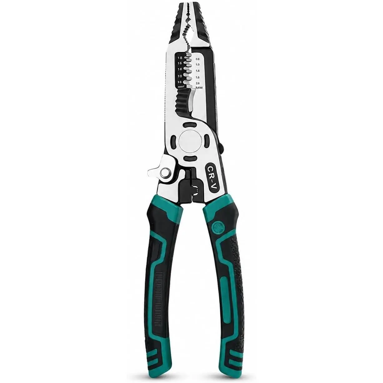 Industrial 7-In-1 Pliers Set CR-V Long Nose and Combination Pliers Multi-functional Wire Stripper Tool (Dark green)
