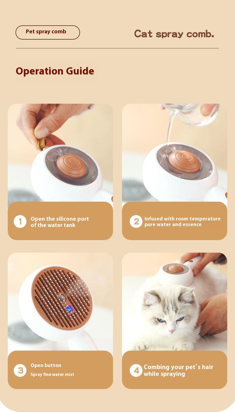 Dog and Cat Steam Brush - Professional Pet Grooming Tool with Fine Mist, Reduces Shedding & Static, One-Touch Self-Cleaning Deshedding Comb for Home Use