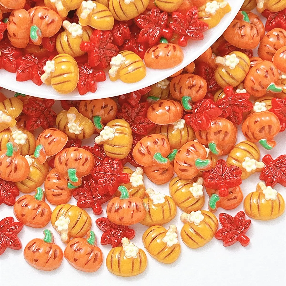 Fall Autumn Resin Flatback Charms, Mini Pumpkin & Red Maple Leaf Ornaments, Harvest Embellishments for Tumbler, Nail Art, Hair Clip & Halloween DIY Crafts。Halloween Christmas Birthday Gifts for Women。#HarvestDecor #HalloweenCrafts#christmasinjuly mid year