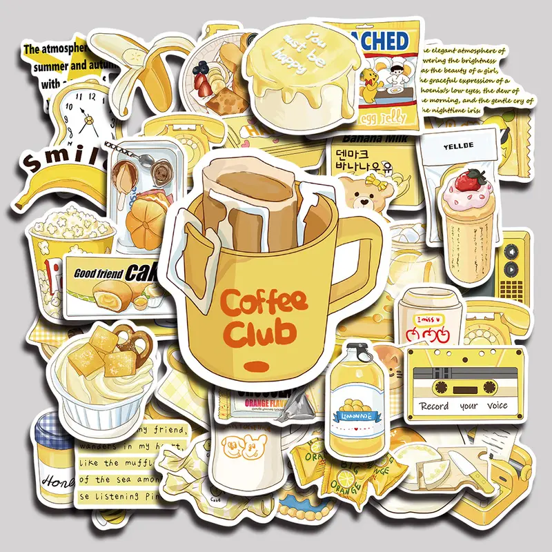 50PCS Yellow Salt Aesthetic Vinyl Stickers Pack for Laptop Water Bottle Phone Case Skateboard Journal Scrapbook DIY Decoration