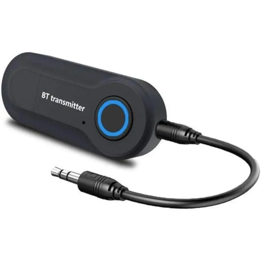 2-in-1 Bluetooth Adapter for Airplane & Car, 3.5mm Aux Wireless Audio Transmitter Receiver with Mic for TV PC
