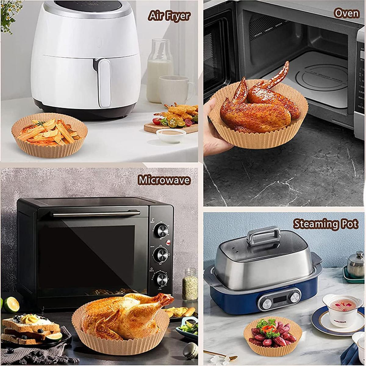 Air Fryer Paper Liners, 100Pcs Parchment Paper, Air Fryer Liners Disposable for Microwave, Non-Stick Air Fryer Liner Square Free of Bleach (6.3IN) Baking Supplies Kit Bakeware
