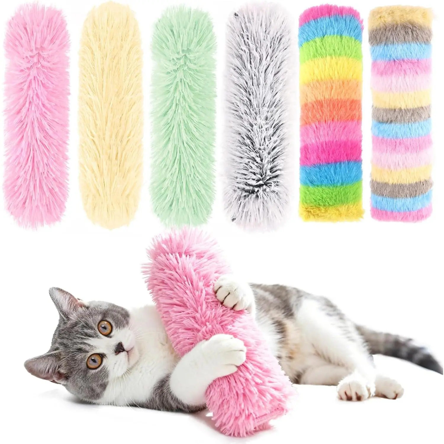 Cat Toys Pillows 6Pcs Catnip Kicker Toys for Cats Promotes Kitty Exercise