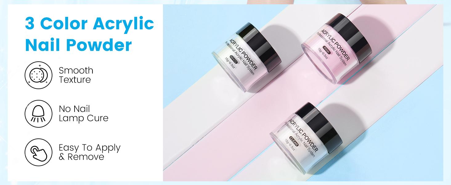 Nail Kit for Beginners with Everything: Professional Acrylic Powder Liquid Set with Nail Practice Hand Drill U V Light in Cosmetic Bag Gift for Women Salon Home (Blue)