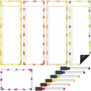 - 4" x 12"  Dry Erase  Set, 11 Pack, Fruit Style, 4X Dry Erase  White Board, 6X Colorful Whiteboard Markers and 6" x 4"  Whiteboard Note
