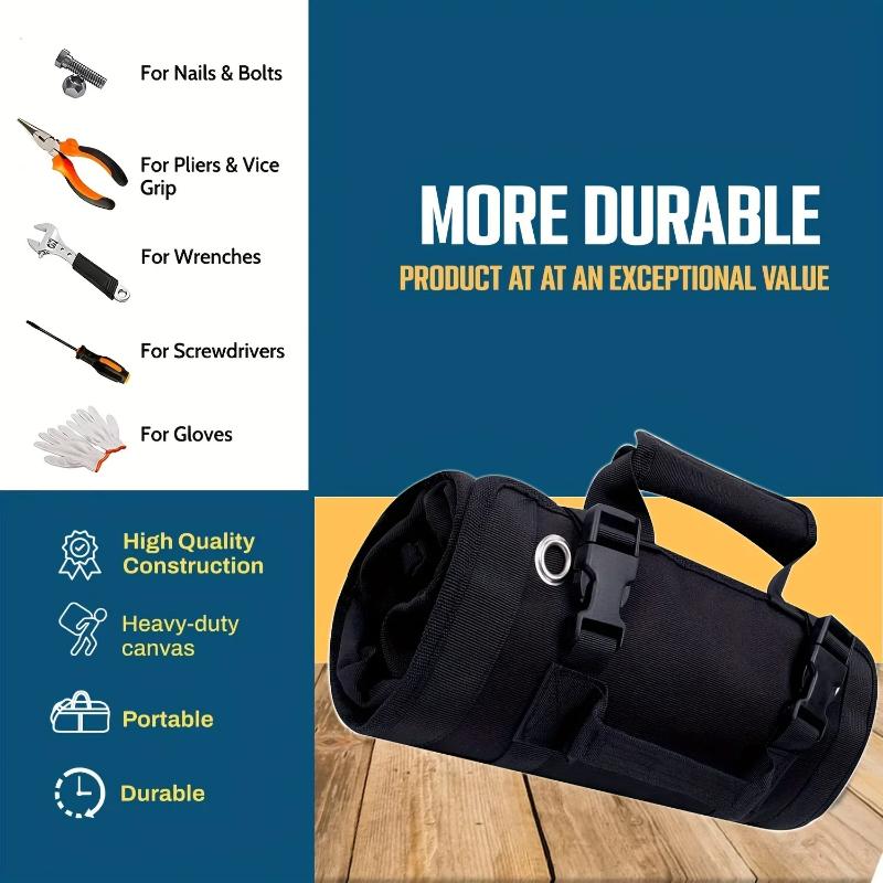 Tool Bag Organizers - Small Tool Bag With Detachable Pouches , Heavy Duty Roll Up Tool Bag Organizer With 6 Tool Pouches