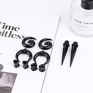 FASACCO 98 Count Ear Stretching Kit 14G-00G Ear Gauges Expander Set Acrylic Tapers and Plugs & Silicone Tunnels Taper Spiral Tapers Gauges for Ears