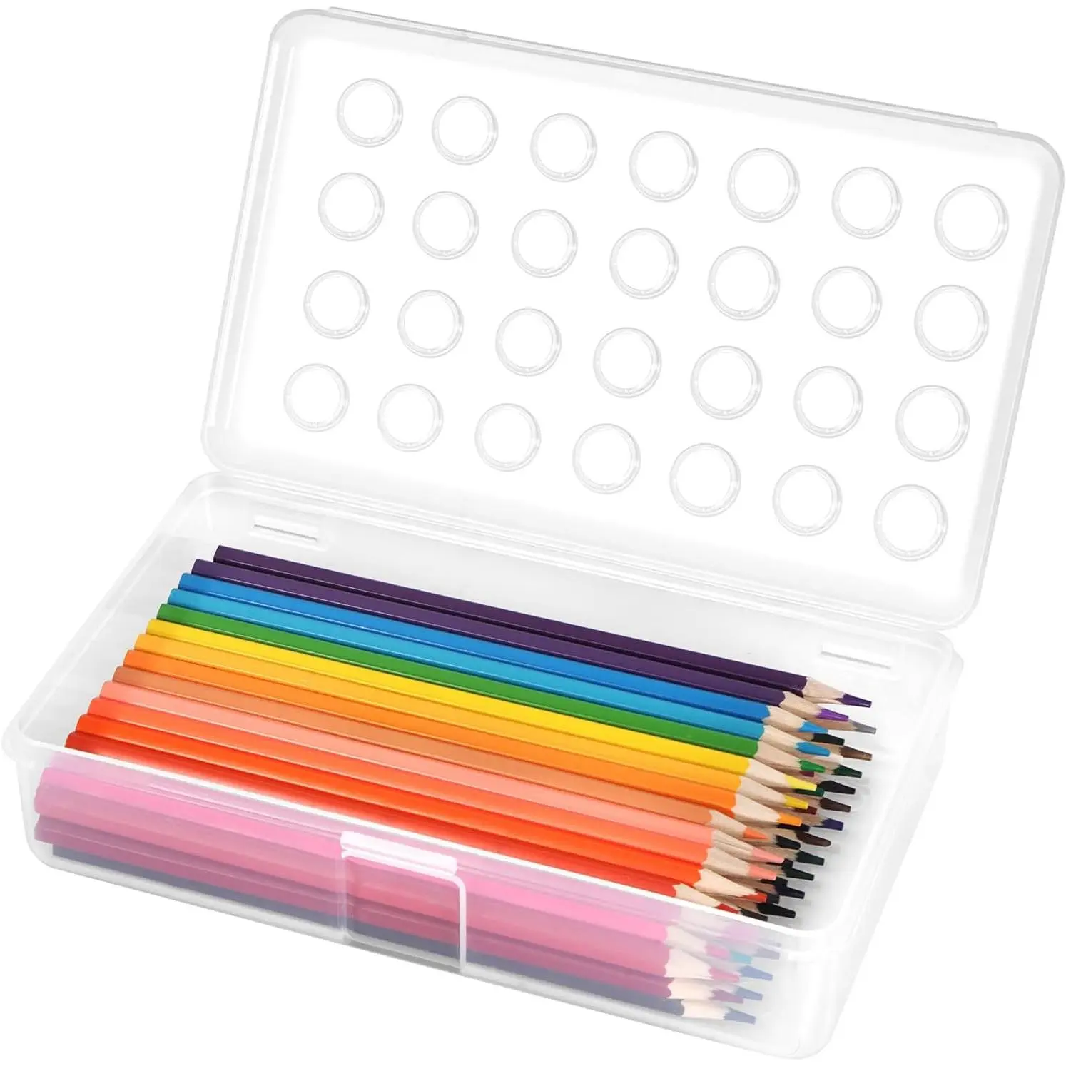 Plastic Pencil Box, Large Pencil Case, Clear Pencil Boxes | with Snap-tight Lid, Hard Crayon Box Storage Marker Organizer Containers for Boys Girls Adults School Office Supplies (Clear)