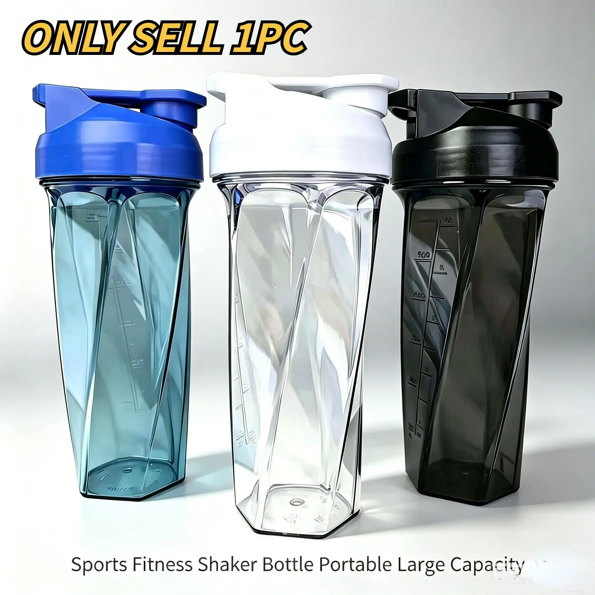 600ML BPA-Free Protein Shaker Bottle, Leak-Proof Flip Lid Blender Cup with Mixing Ball, Heat-Resistant Portable Sports Water Cup, Leakproof Water Bottles, Shaker Bottles for Protein Mixes